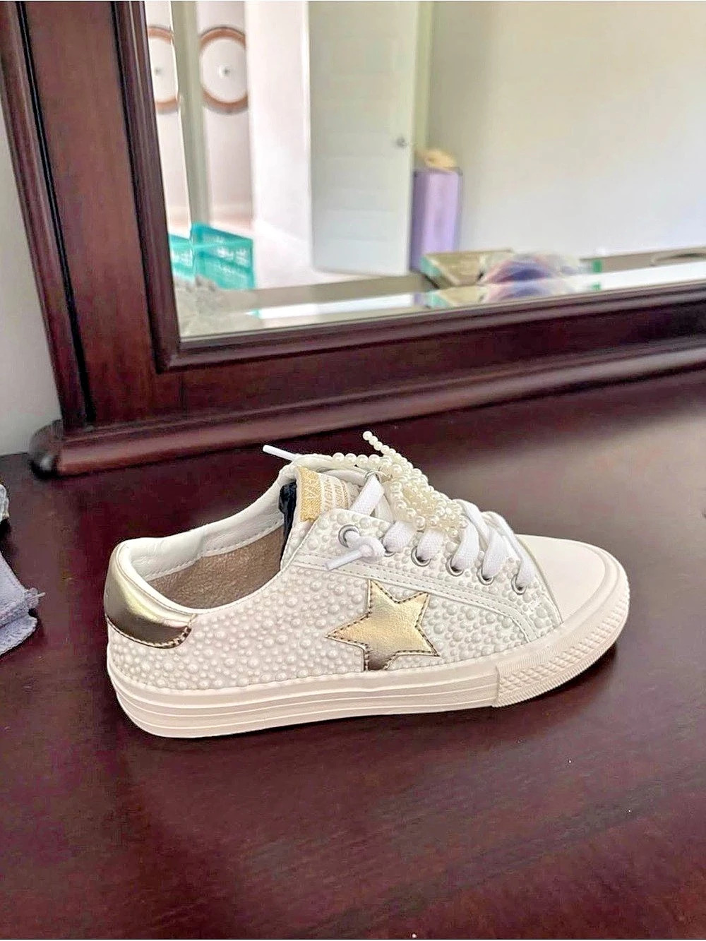 Vintage Havana Grande Pearl Sneaker White & Gold